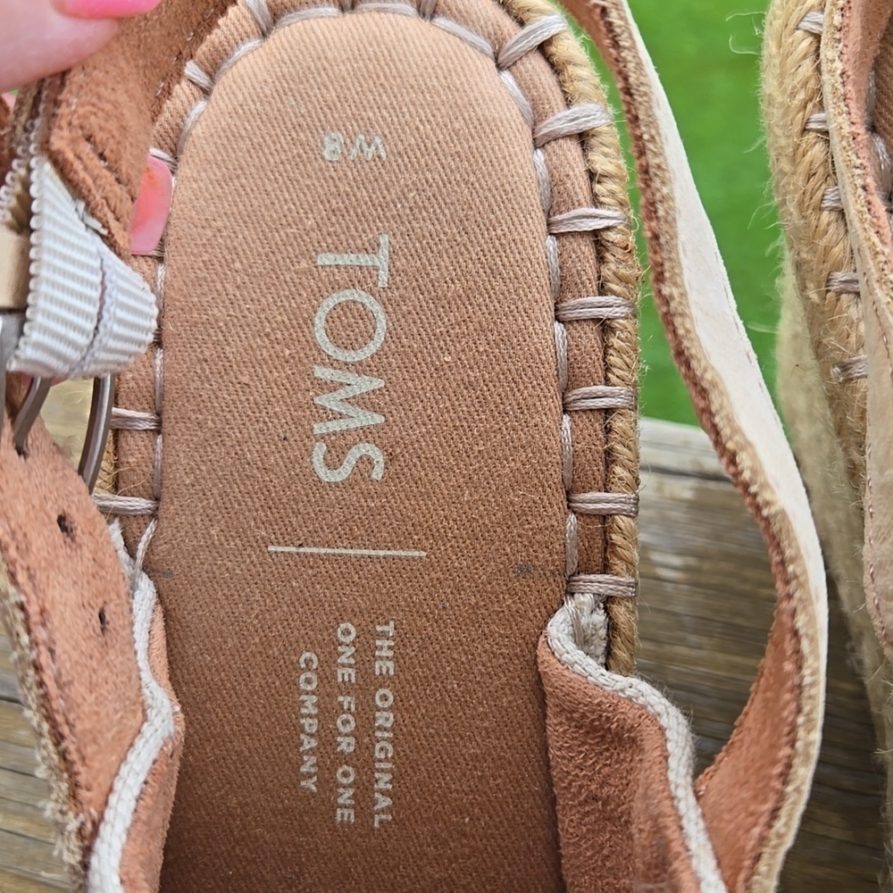 TOMS Monica Natural Canvas Women's Wedge Heel Sandals 8 - Picture 2 of 6